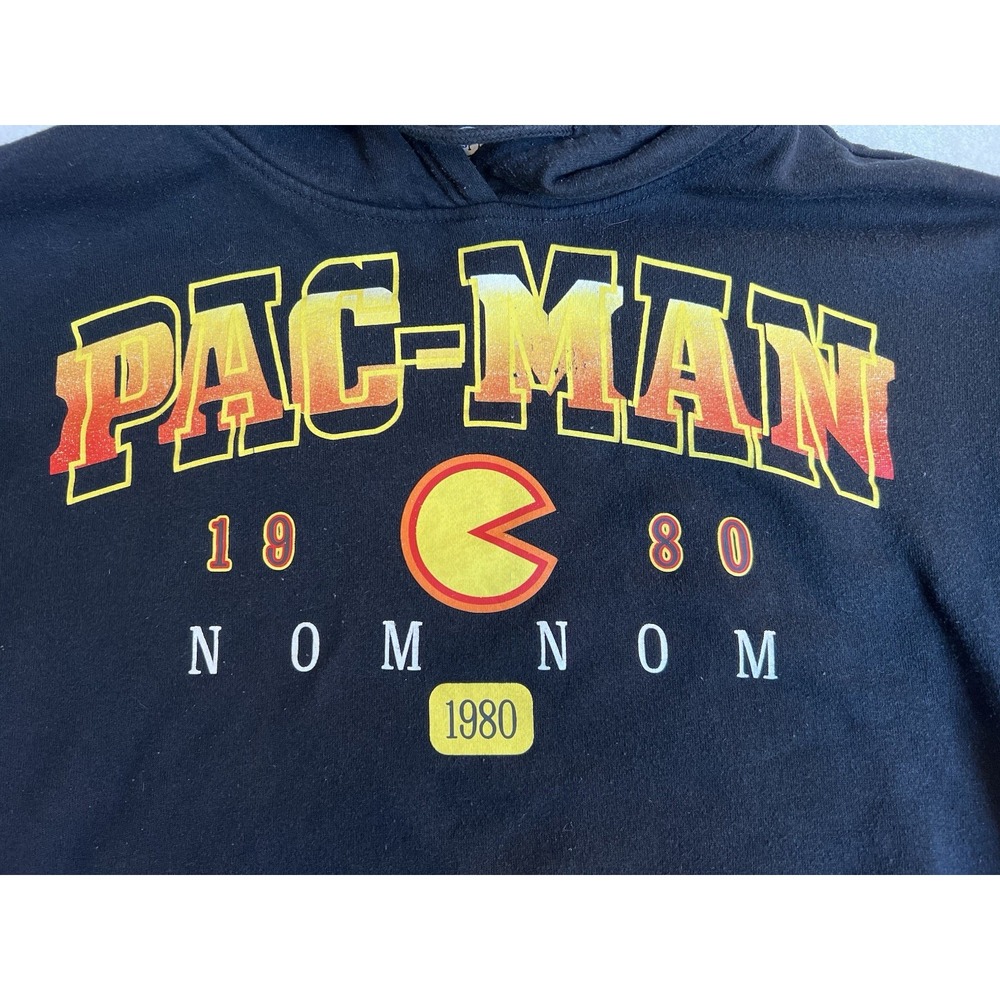 Namco‎ 80s Video Game Pac-Man 1980 Nom nom Black Hoodie Sz M
